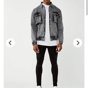 LEGEND LONDON - UTILITY DENIM JACKET - WASHED GREY - XL NWT